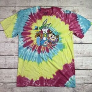 Looney Tunes Tie Dye T Shirt Men's M Bugs Bunny Daffy Taz Hip Hop Tee